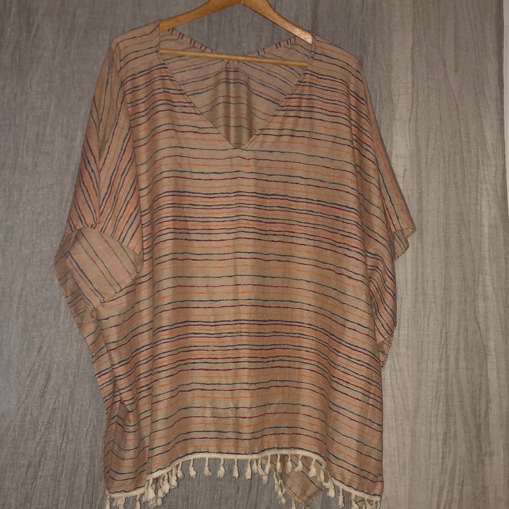 Lightweight bohemian style Poncho/Beach coverup OS